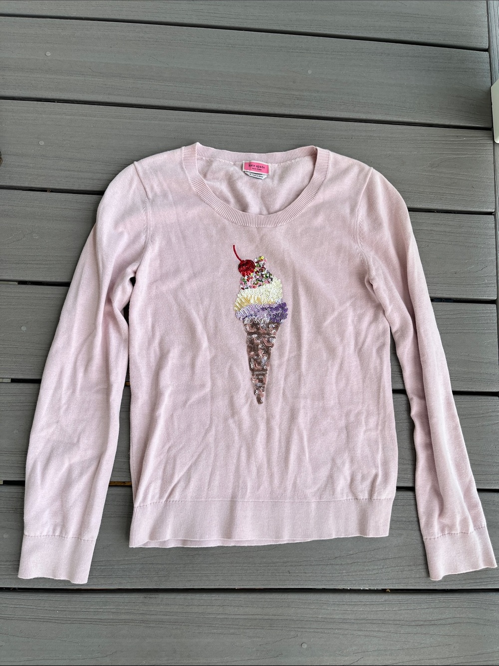 kate spade Pale Pink Ice Cream Graphic Crewneck Sweater